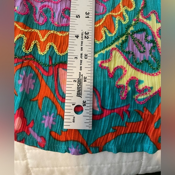 Gold & Silver Paris Dress Sz TU/OS Floral Boho Embroidered Beaded Caftan India - Picture 9 of 16